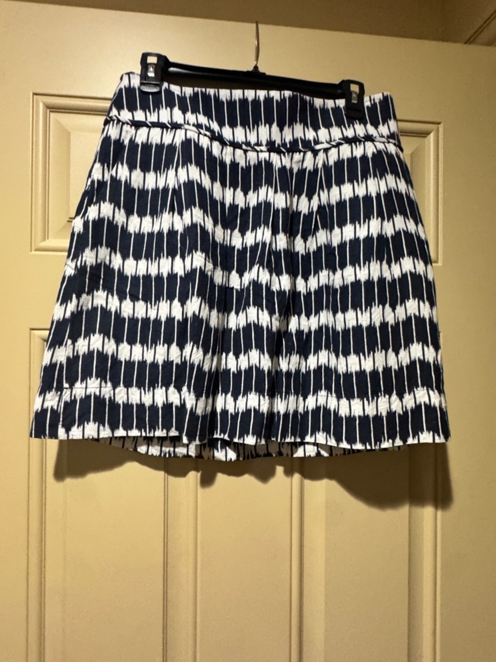 LOFT Navy and White Wave-Stripe Mini Skirt